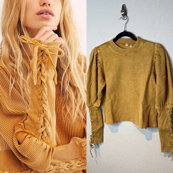 Free people Tasha Thermal Top Mustard'[p]-= - Picture 1 of 12